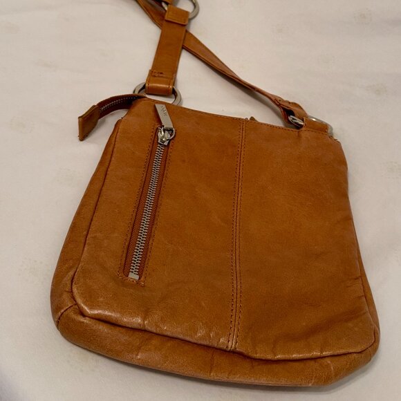 HOBO Classic Brown Tan Rustic Leather Crossbody Bag Purse Handbag - Picture 3 of 8